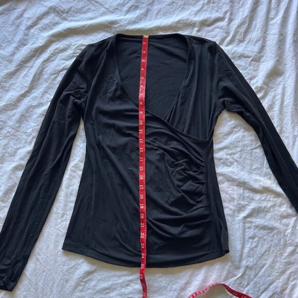 Lululemon Black Long Sleeve V-Neck Faux Wrap Top (Align/Nulu Feel) - Picture 6 of 8